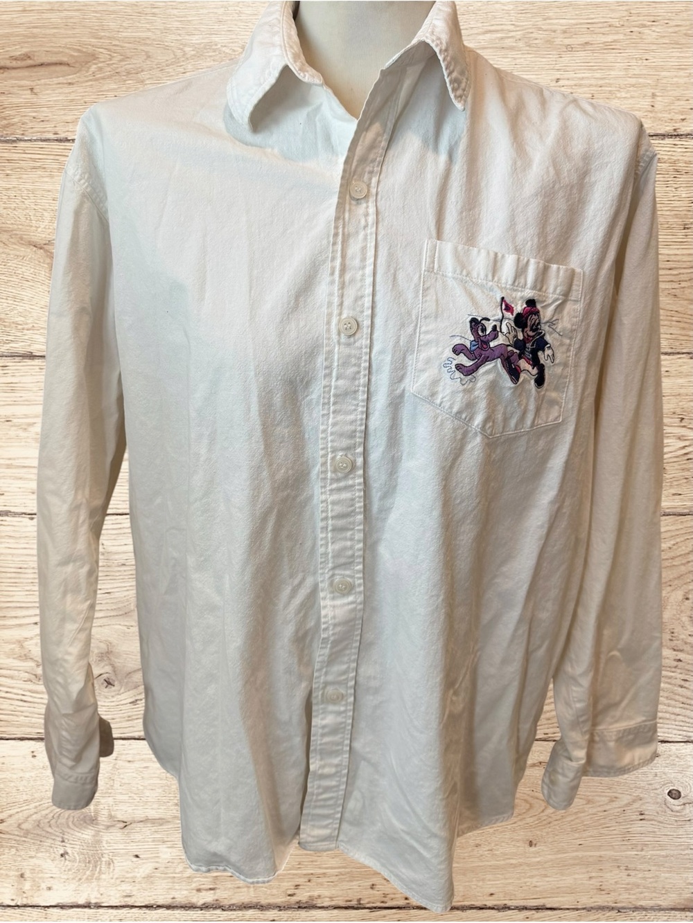 Vintage Donaldson Disney Mickey Minnie Pluto Embroidered Button-Down Shirt